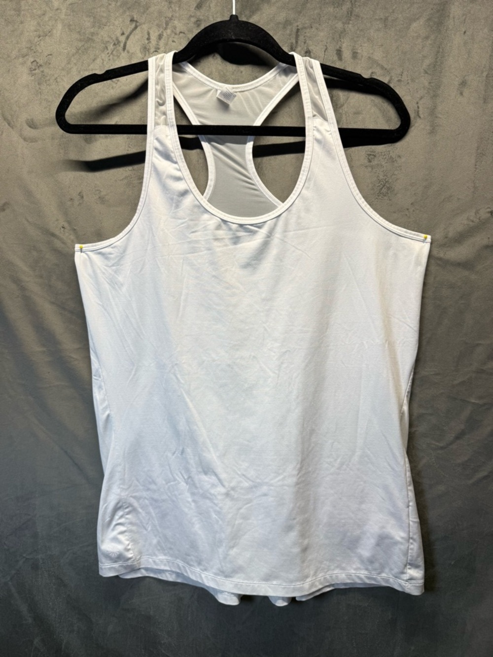 Mesh Razorback Athleta White Workout Tank Top Sheer Back Panel Gym Running Walk